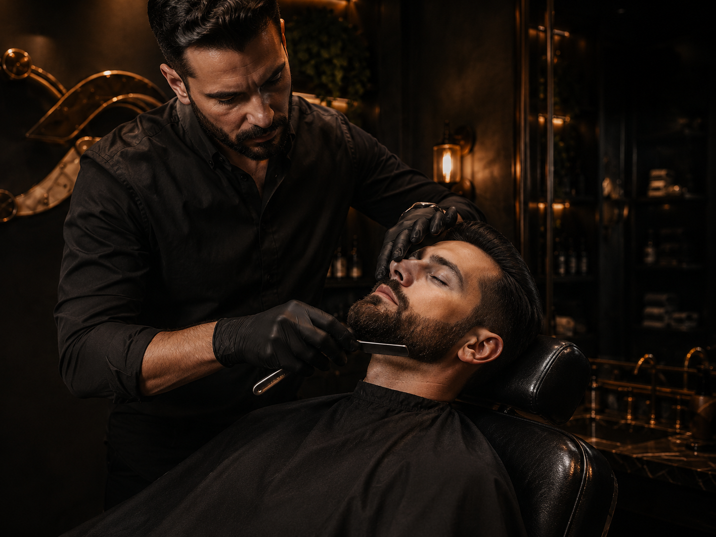 Barba em barbearia premium
