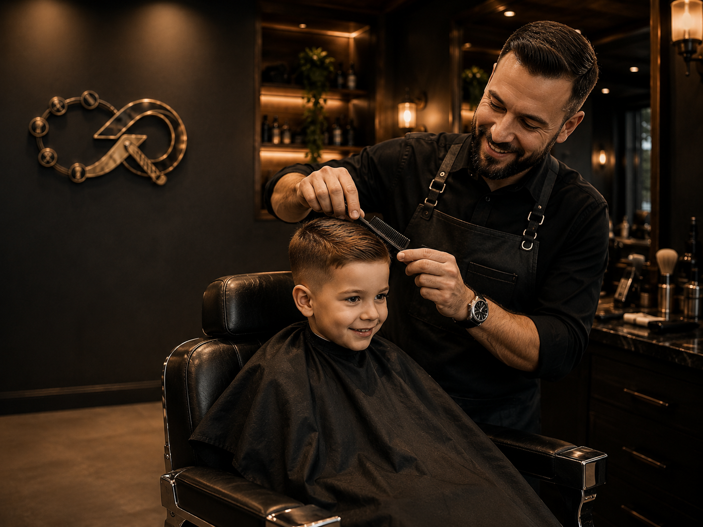 Corte infantil em barbearia