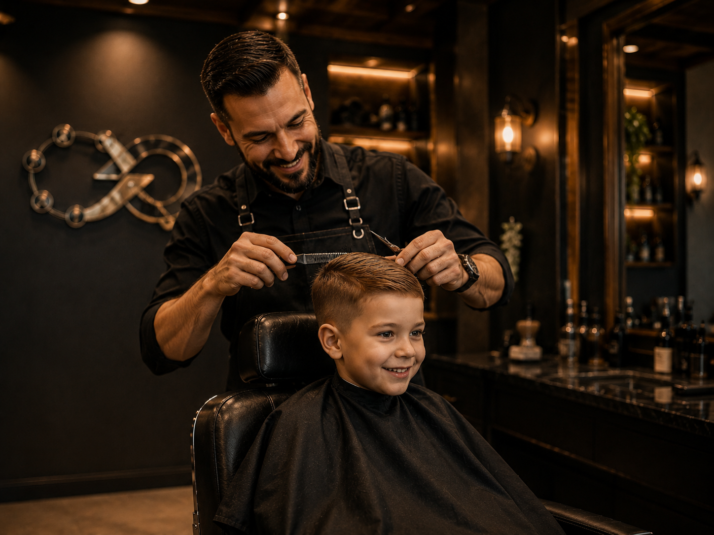 Corte infantil em barbearia