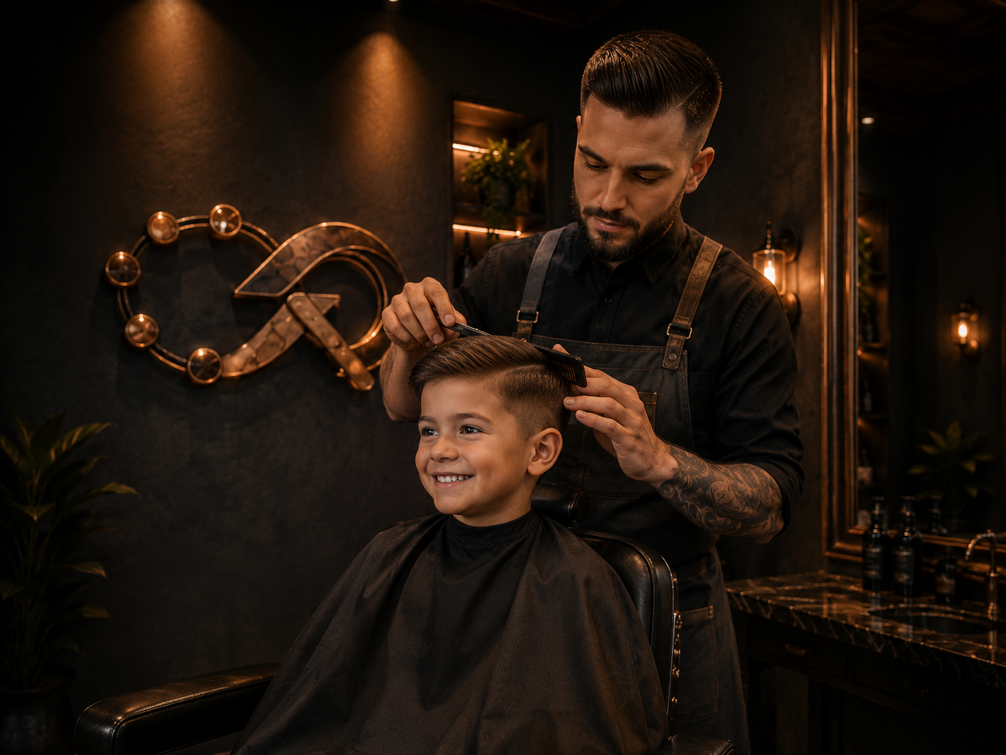 Corte infantil em barbearia